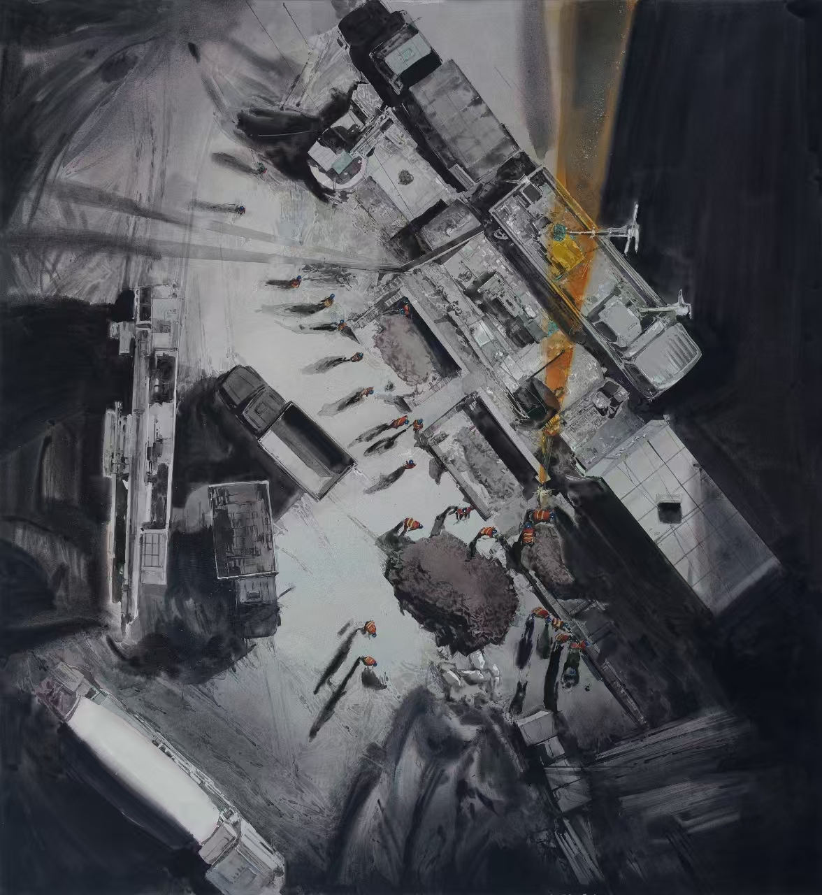 16.《一束暖光》，135x140cm，紙本水彩，2021