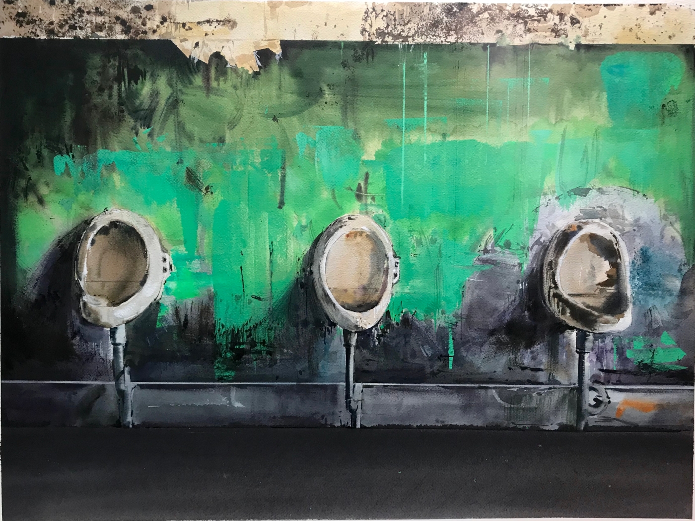 35.《三人行》紙本水彩 55cmx73cm 2018