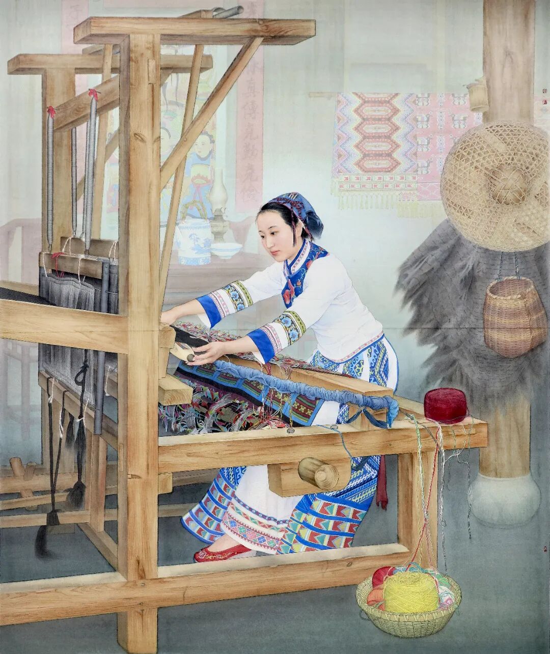 5  中國畫《土家織女》李乃蔚.jpg