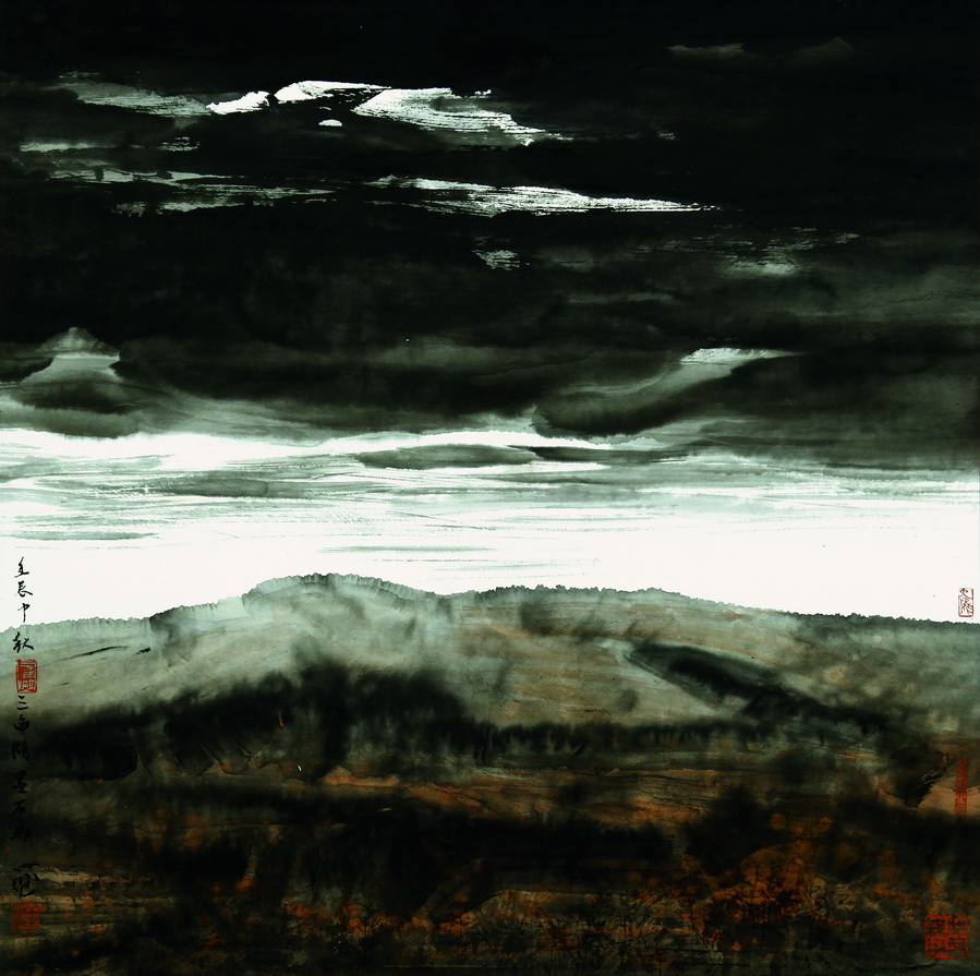 王心耀  《 自然·有云的山巒 》  68cm×68cm