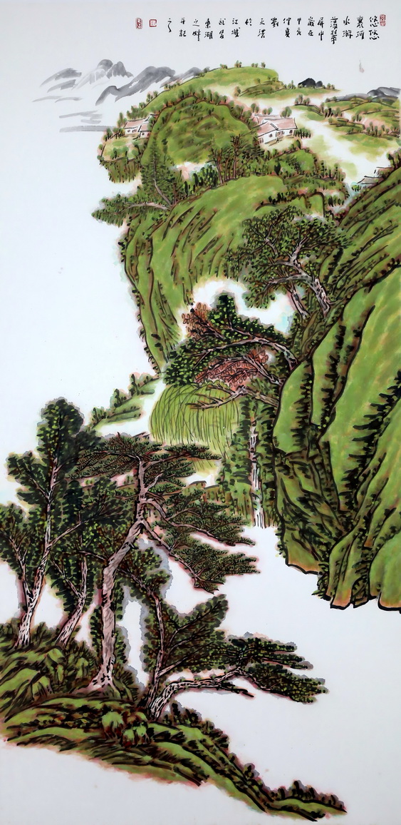 劉正洪《悠然襄河水》138cmx68cm