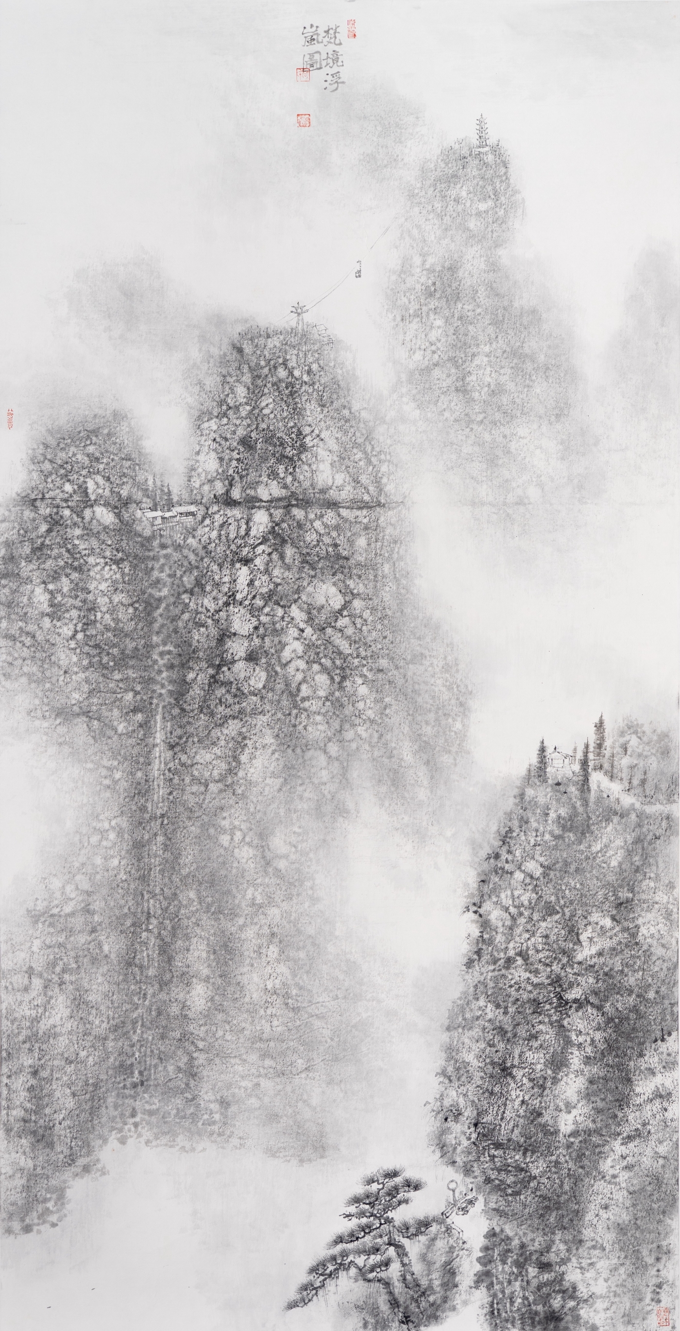 何清俊《梵境浮嵐圖》138cmx68cm