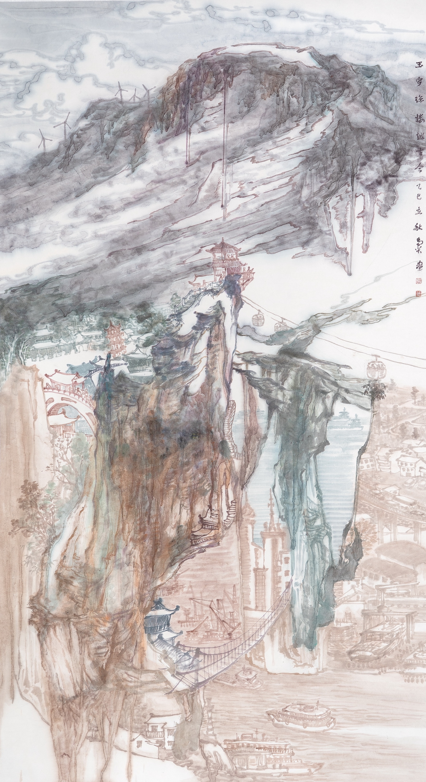 馬奕《玉宇瓊樓越古今》180cmx96cm