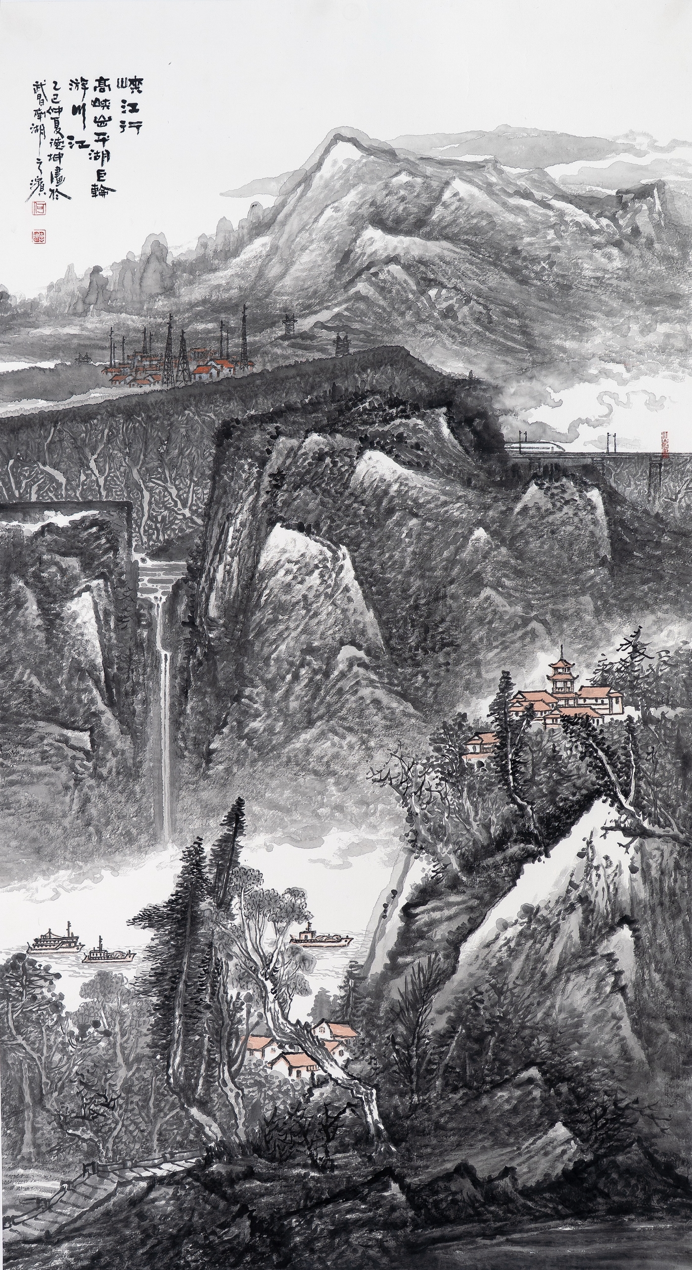 何德坤《峽江行》180cmx96cm