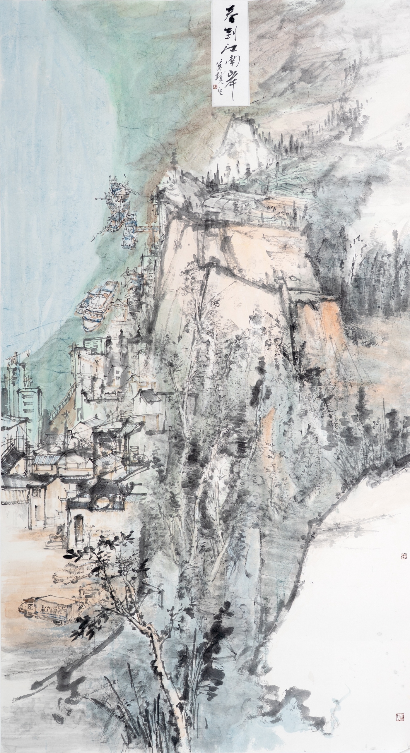 林莫鎮(zhèn)《春到江南岸》180cmx96cm