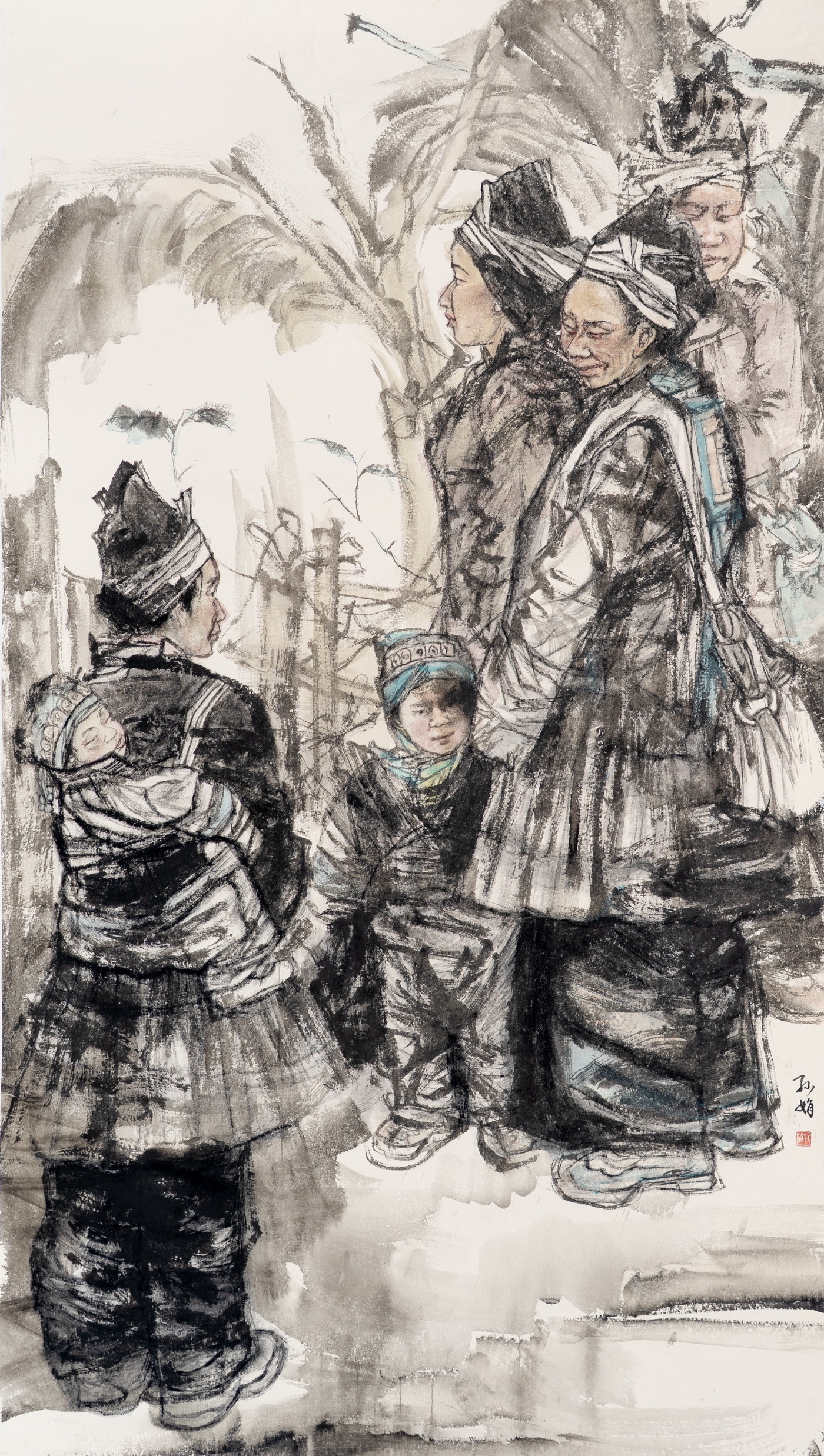 孫娟《苗寨春暖》180cmx96cm