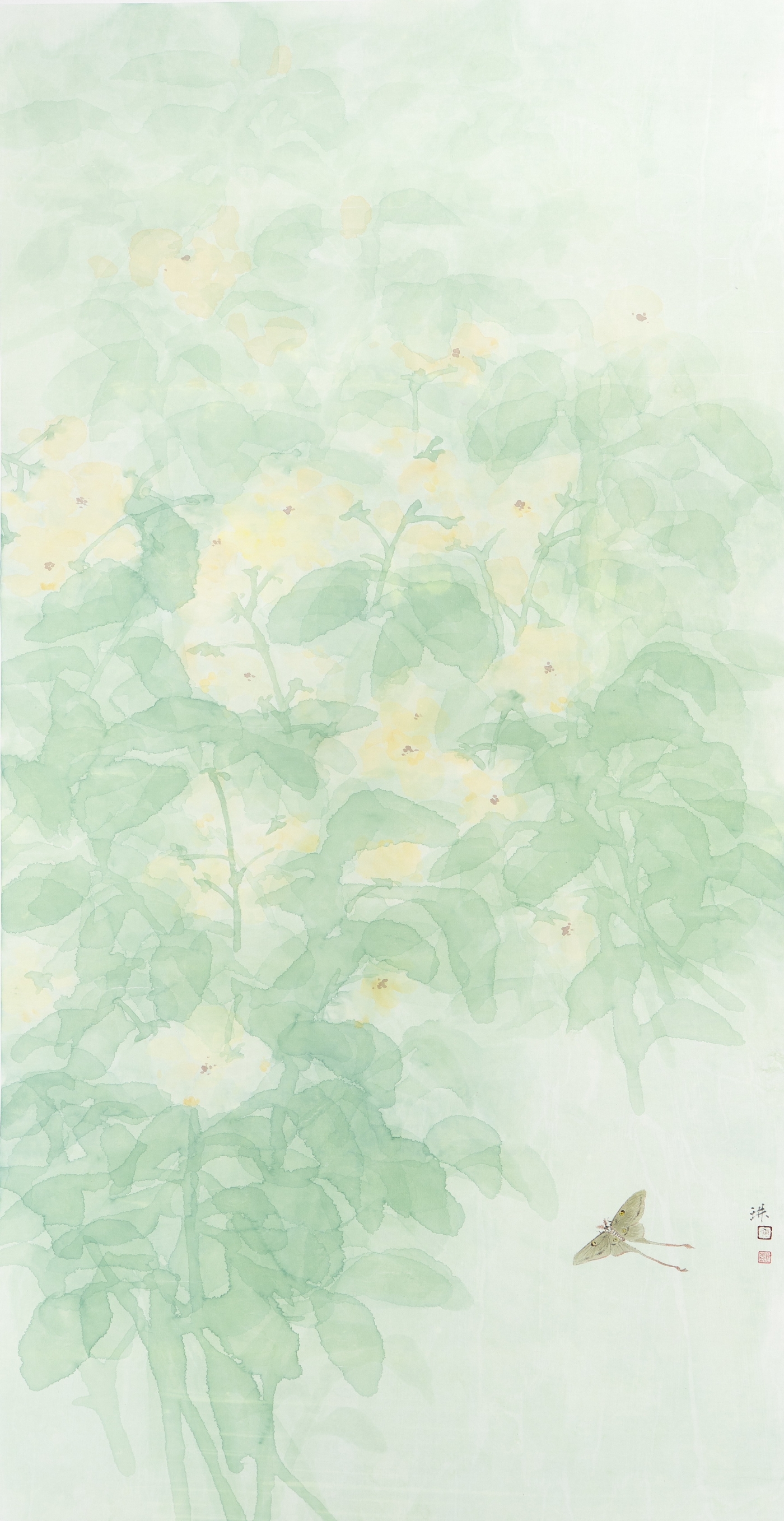 周琳琳 鄧金輝 徐競《七月江花灼野煙》180cmx96cm