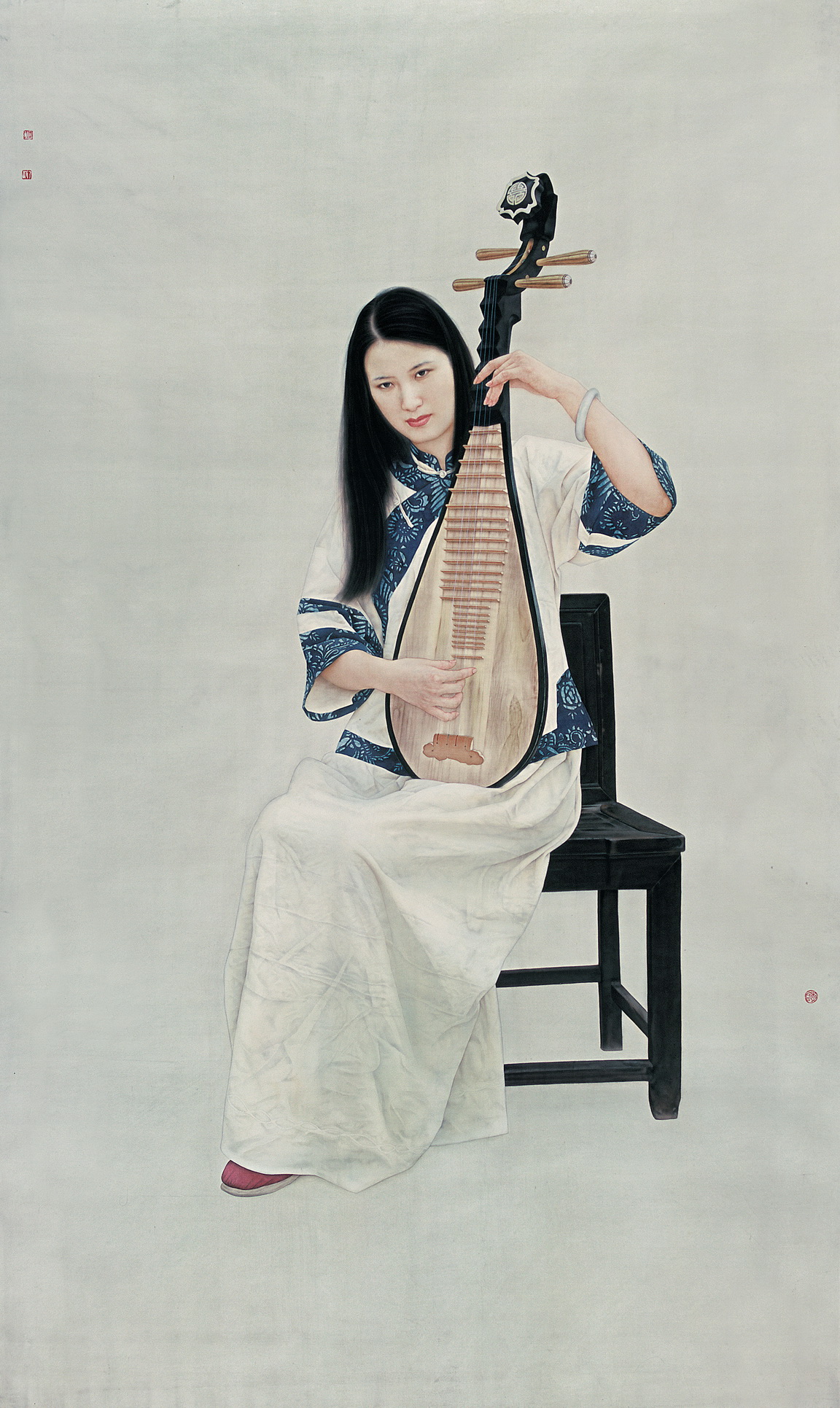 《清音》工筆畫 130cm×219cm， 絹本， 2001年創(chuàng)作。