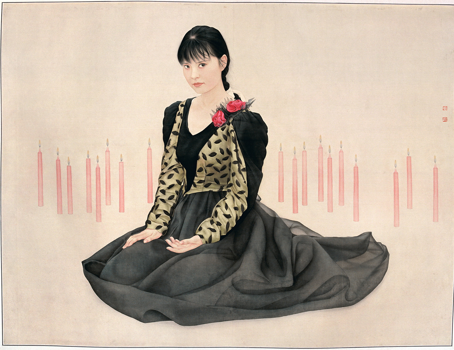 《生日》工筆畫 114cm×153cm， 絹本 ，1995年創(chuàng)作。