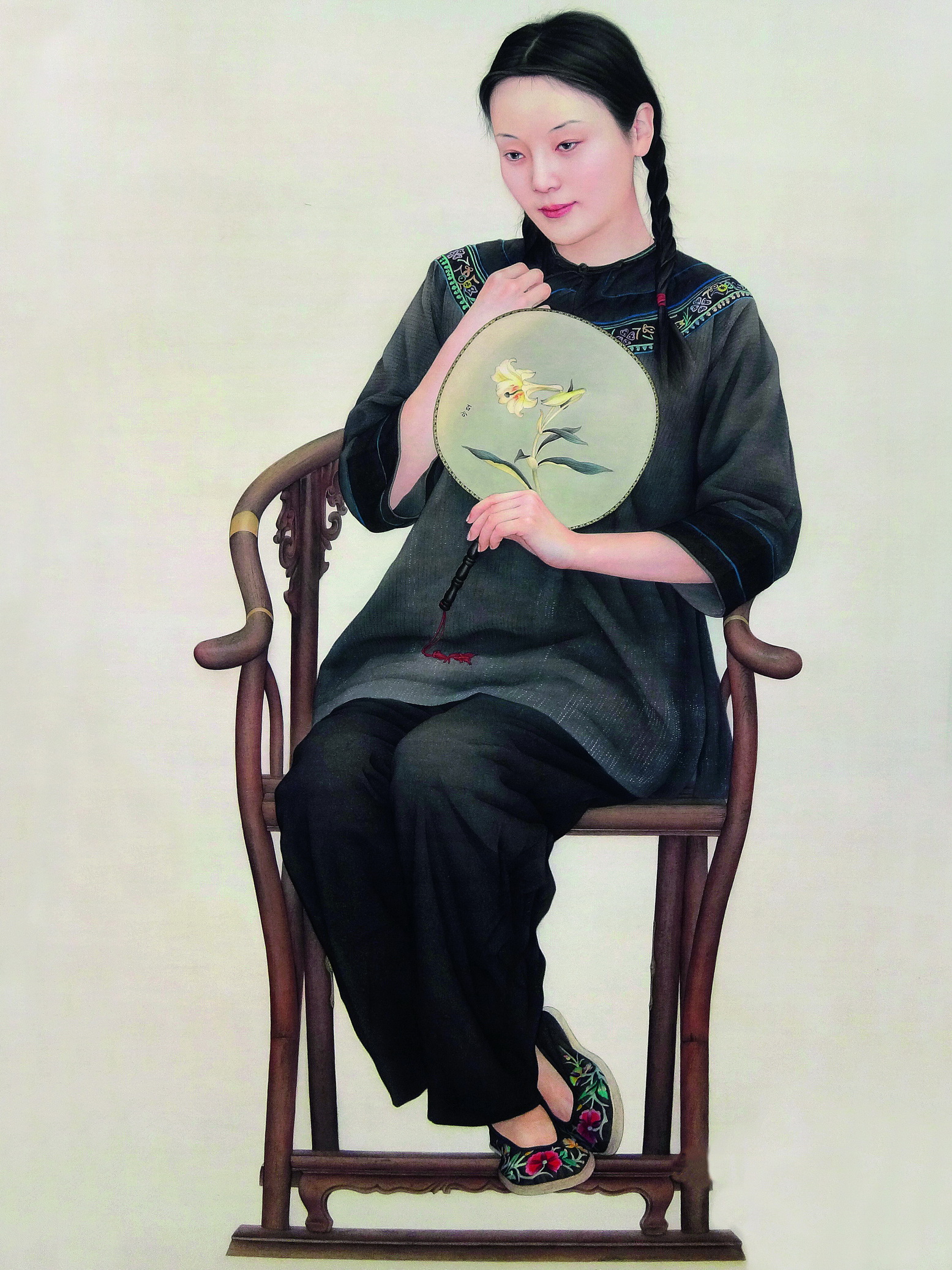 工筆畫《百合》186X103CM，紙本，2012年。